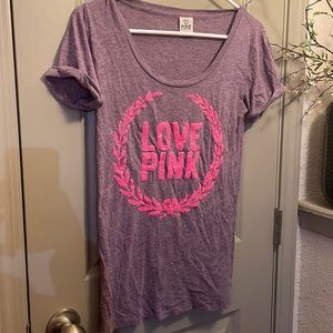 Victoria Secret Pink light weight purple glittered t-shirt - Size Small - $6